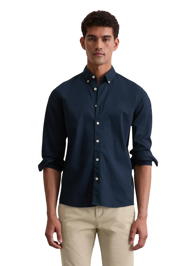Marc O'Polo Langarmhemd regular fit aus Bio-Baumwolle, Button-down-Kragen, mit Struktur