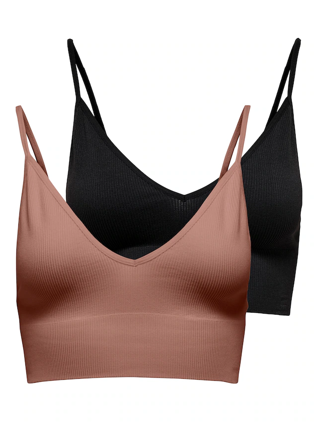 ONLY Bustier »ONLVICKY – BH-Tops mit geripptem Detail im 2er-Pack« Packung, 2 Stk. figurbetont, modisch, Materialmix, Jersey, Spaghettiträger