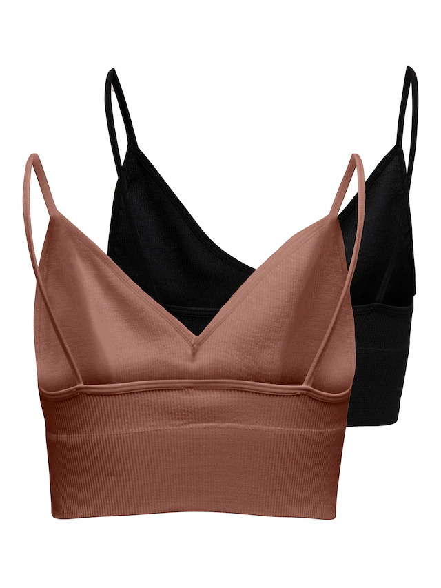 ONLY Bustier »ONLVICKY – BH-Tops mit geripptem Detail im 2er-Pack« Packung, 2 Stk. figurbetont, modisch, Materialmix, Jersey, Spaghettiträger
