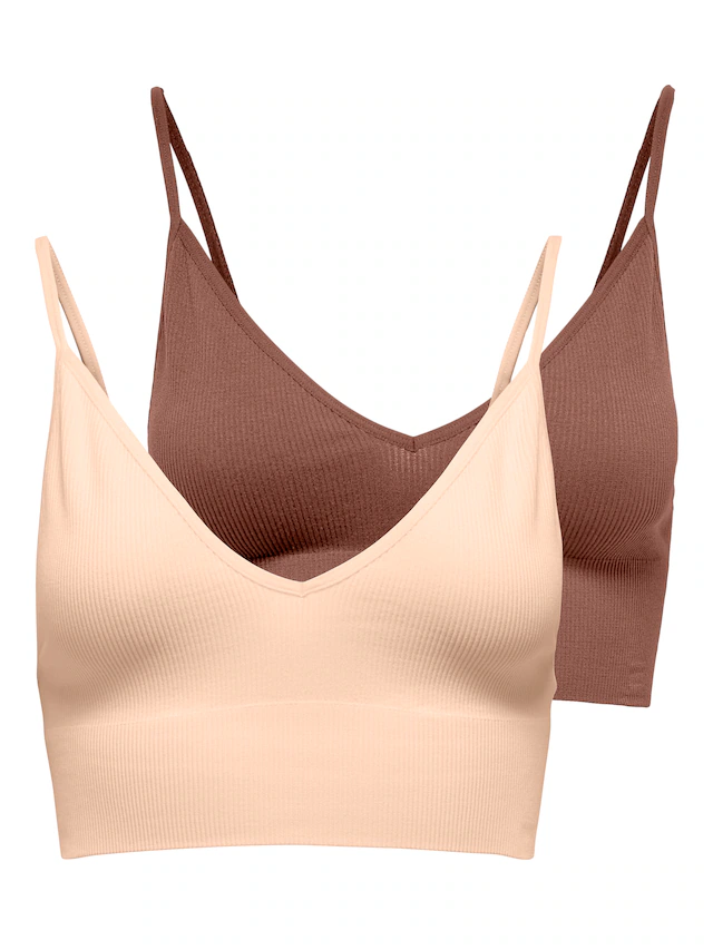 ONLY Bustier »ONLVICKY – BH-Tops mit geripptem Detail im 2er-Pack« Packung, 2 Stk. figurbetont, modisch, Materialmix, Jersey, Spaghettiträger