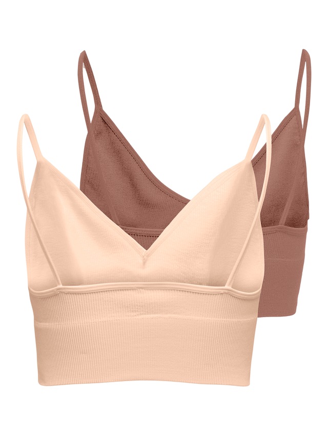 ONLY Bustier »ONLVICKY – BH-Tops mit geripptem Detail im 2er-Pack« Packung, 2 Stk. figurbetont, modisch, Materialmix, Jersey, Spaghettiträger