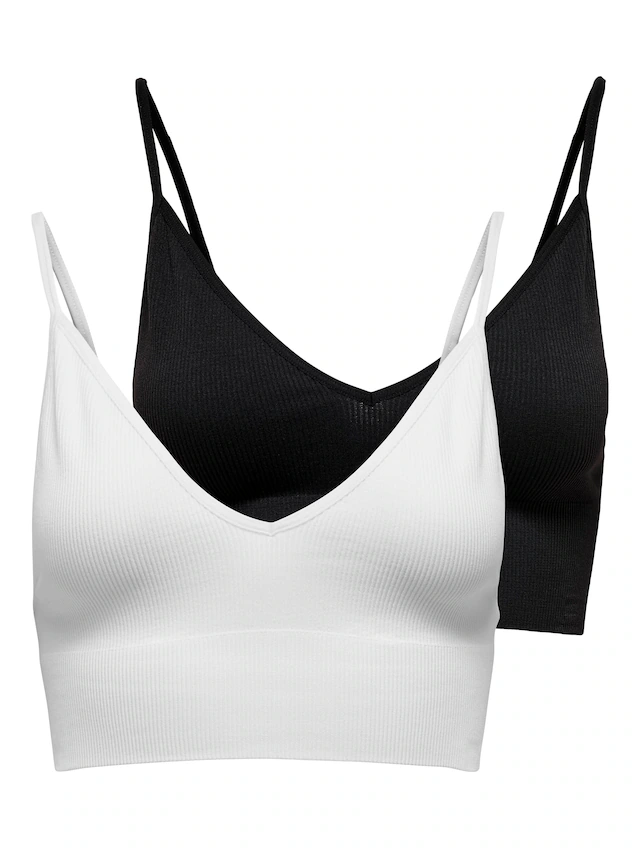 ONLY Bustier »ONLVICKY – BH-Tops mit geripptem Detail im 2er-Pack« Packung, 2 Stk. figurbetont, modisch, Materialmix, Jersey, Spaghettiträger