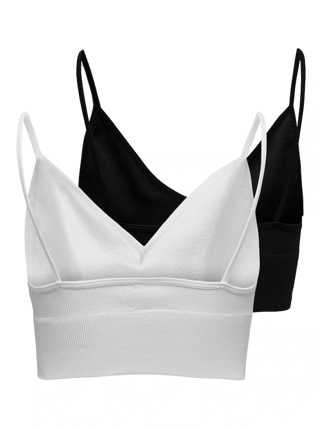 ONLY Bustier »ONLVICKY – BH-Tops mit geripptem Detail im 2er-Pack« Packung, 2 Stk. figurbetont, modisch, Materialmix, Jersey, Spaghettiträger