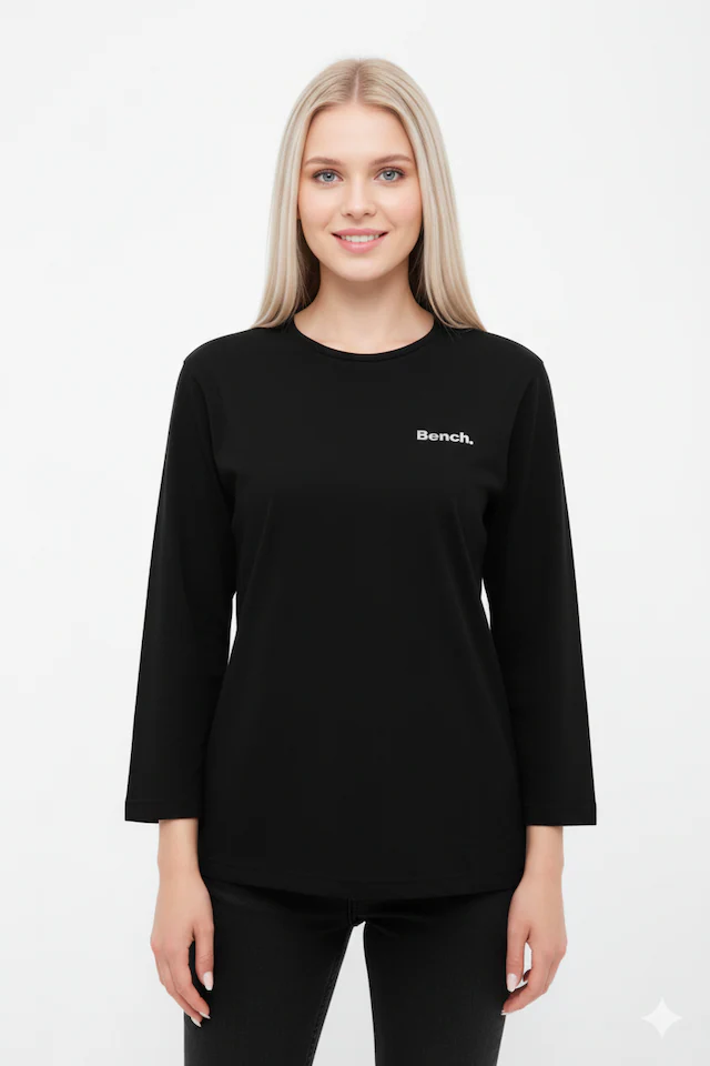 Bench. 3/4-Arm-Shirt »ROMILEY« tailliertes Basic mit 3/4 Arm und Logoprint im Metallic-Holo Stil