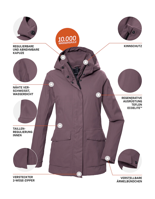 G.I.G.A. DX by killtec Funktionsjacke »GS 54 WMN JCKT« Wasserdicht, atmungsaktiv, recycelte Materialien, abnehmbare Kapuze