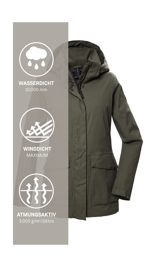 G.I.G.A. DX by killtec Funktionsjacke »GS 54 WMN JCKT« Wasserdicht, atmungsaktiv, recycelte Materialien, abnehmbare Kapuze