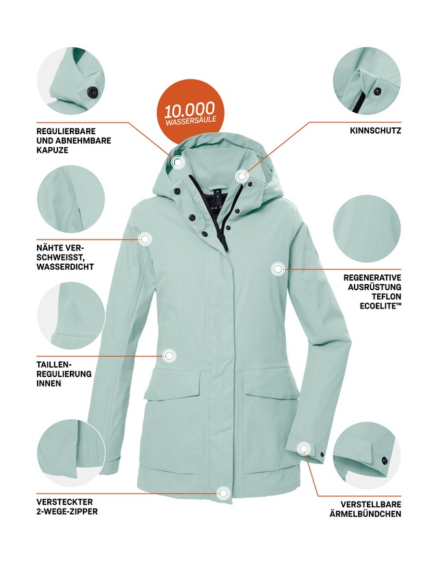 G.I.G.A. DX by killtec Funktionsjacke »GS 54 WMN JCKT« Wasserdicht, atmungsaktiv, recycelte Materialien, abnehmbare Kapuze