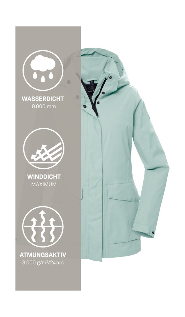 G.I.G.A. DX by killtec Funktionsjacke »GS 54 WMN JCKT« Wasserdicht, atmungsaktiv, recycelte Materialien, abnehmbare Kapuze