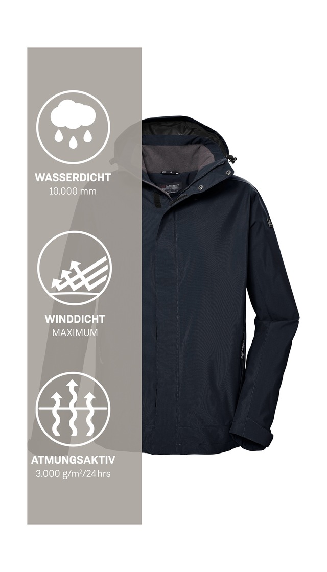Killtec Funktionsjacke »KOS 87 MN JCKT« Wasser- und winddicht, atmungsaktiv, abnehmbare Kapuze