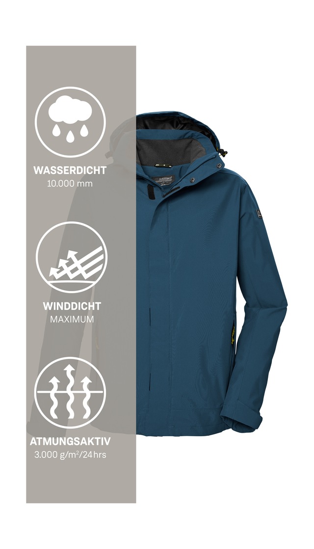 Killtec Funktionsjacke »KOS 87 MN JCKT« Wasser- und winddicht, atmungsaktiv, abnehmbare Kapuze