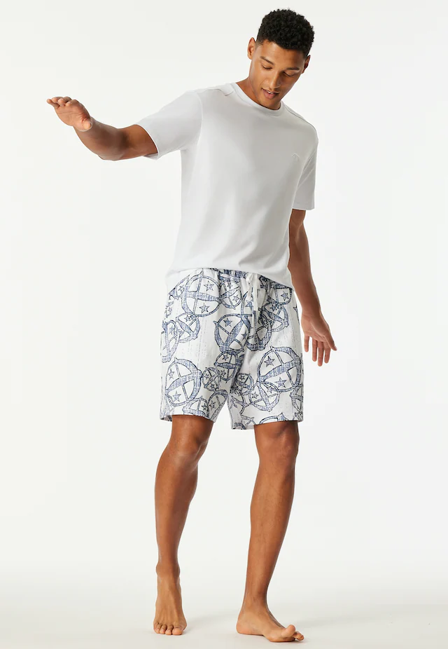 Schiesser Pyjamashorts »Schiesser 150 Years« seitliche Taschen, Allover-Druck, Baumwolle