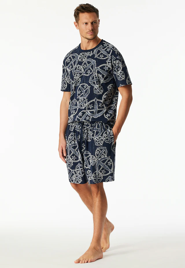 Schiesser Pyjamashorts »Schiesser 150 Years« seitliche Taschen, Allover-Druck, Baumwolle