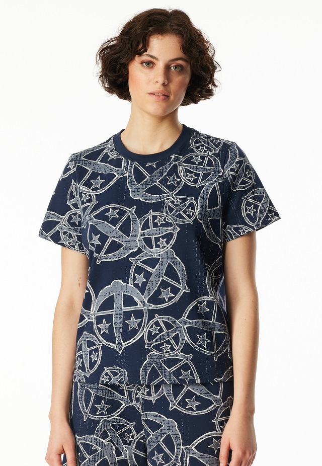 Schiesser T-Shirt »Schiesser 150 Years« Allover-Druck, Baumwolle, Loose Fit