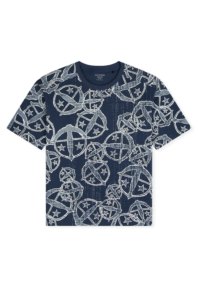 Schiesser T-Shirt »Schiesser 150 Years« Allover-Druck, Baumwolle, Loose Fit