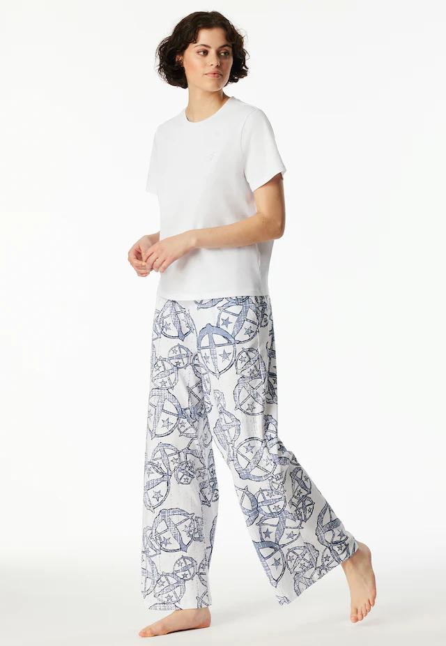 Schiesser Pyjamahose »Mix + Relax« seitliche Taschen, weites Bein, Baumwolle, Bindekordel