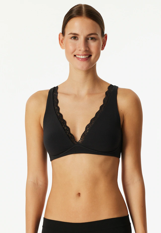 Schiesser Bügelloser BH »Unique Cotton« Spitzenband am Dekolleté, Baumwollmischung, gemoldete Cups