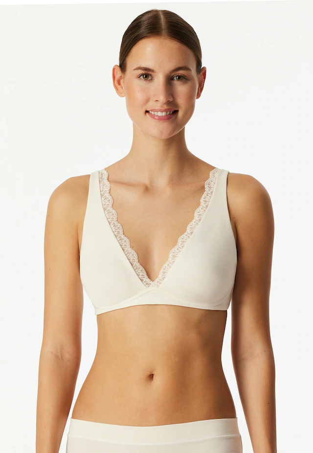 Schiesser Bügelloser BH »Unique Cotton« Spitzenband am Dekolleté, Baumwollmischung, gemoldete Cups