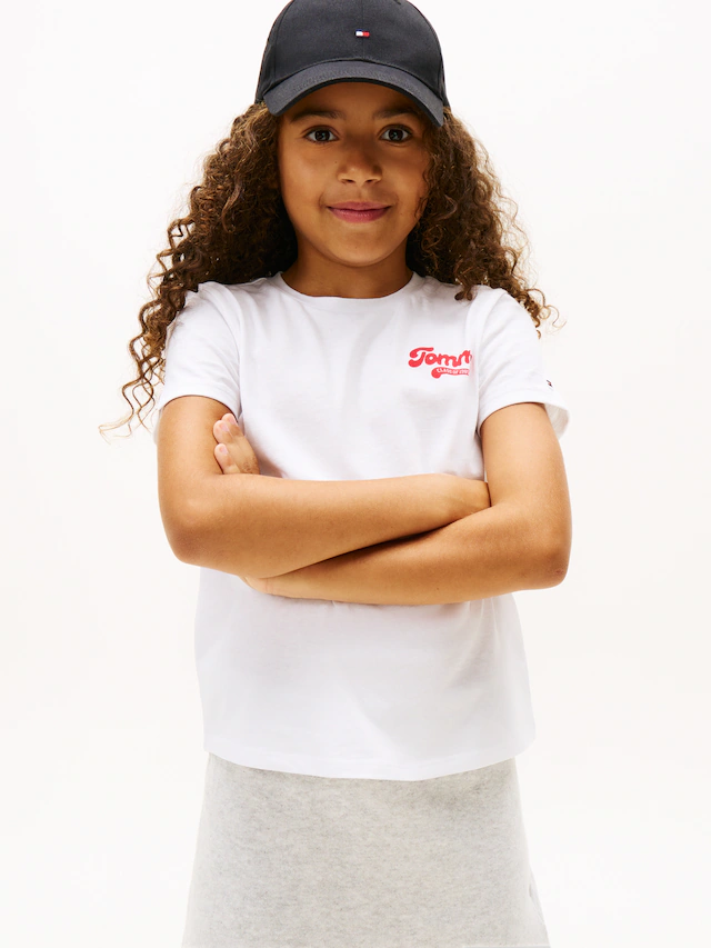 Tommy Hilfiger T-Shirt »TOMMY GRAPHIC FLOCK TEE S/S« Kinder bis 16 Jahre, Druck