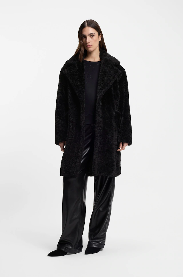 BOSS ORANGE Kurzmantel »Catedy Premium Damenmode« aus softem Teddy, Relaxed Fit