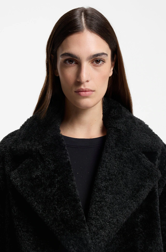 BOSS ORANGE Kurzmantel »Catedy Premium Damenmode« aus softem Teddy, Relaxed Fit