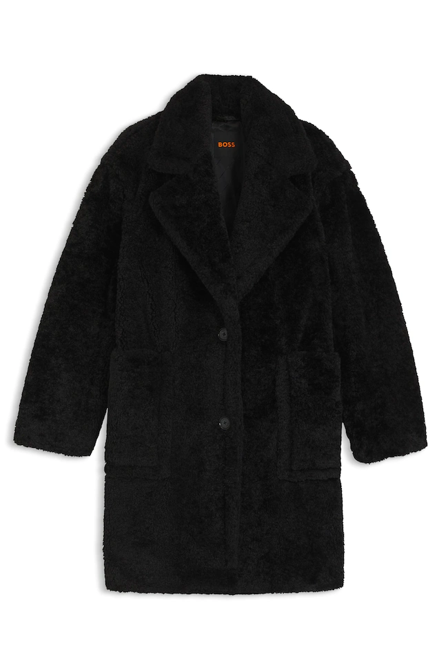 BOSS ORANGE Kurzmantel »Catedy Premium Damenmode« aus softem Teddy, Relaxed Fit