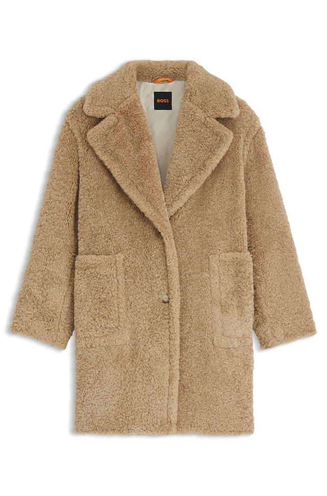 BOSS ORANGE Kurzmantel »Catedy Premium Damenmode« aus softem Teddy, Relaxed Fit