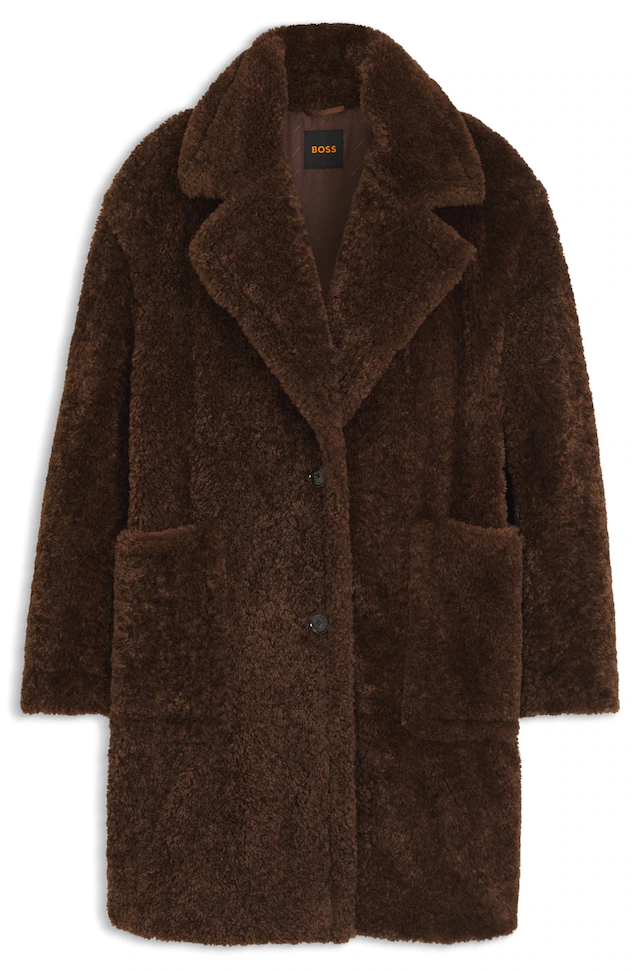 BOSS ORANGE Kurzmantel »Catedy Premium Damenmode« aus softem Teddy, Relaxed Fit