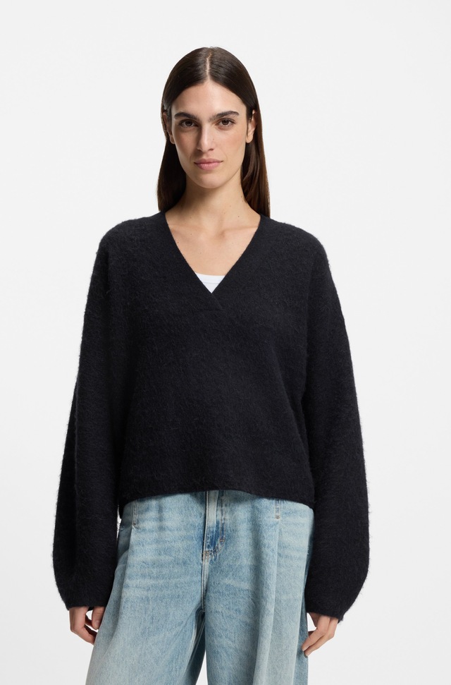 BOSS ORANGE Strickpullover »Fiti Premium Damenmode« mit Alpaka, V-Ausschnitt