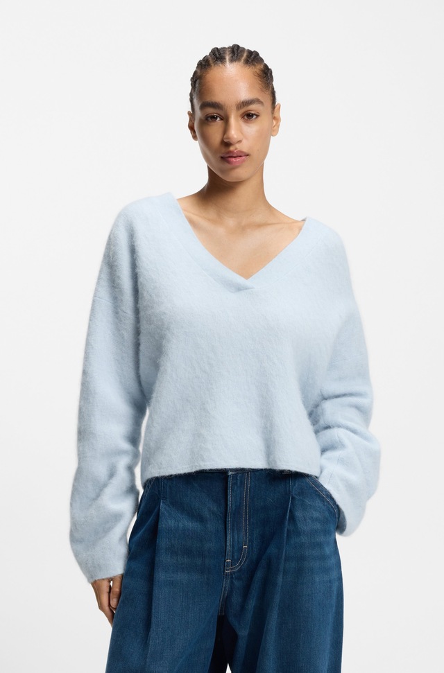 BOSS ORANGE Strickpullover »Fiti Premium Damenmode« mit Alpaka, V-Ausschnitt