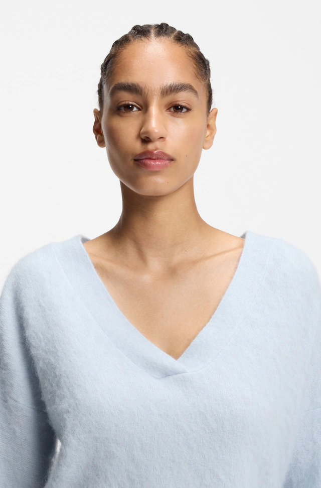 BOSS ORANGE Strickpullover »Fiti Premium Damenmode« mit Alpaka, V-Ausschnitt
