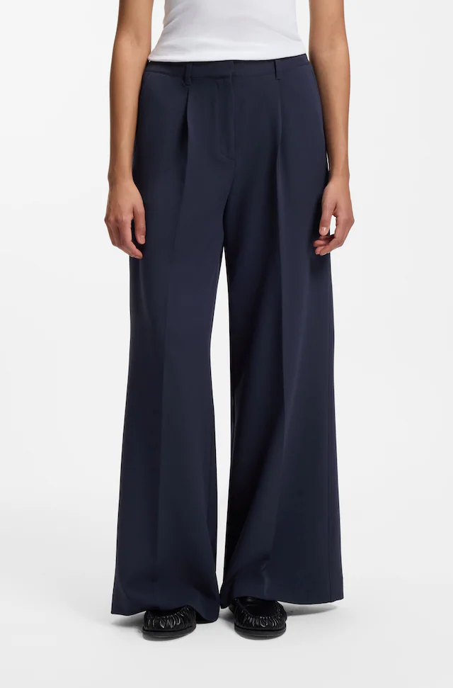 BOSS ORANGE Anzughose »Tiwi Premium Damenmode« Wide Leg mit Bügelfalte