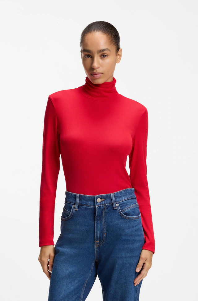 BOSS ORANGE Rollkragenshirt »Eliana Premium Damenmode« mit Turtle Neck, Slim Fit