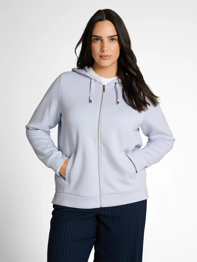 TOM TAILOR PLUS Kapuzensweatjacke aus Scuba Stoff