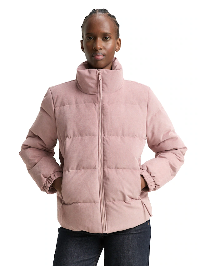 TOM TAILOR Denim Steppjacke ohne Kapuze mit Stehkragen