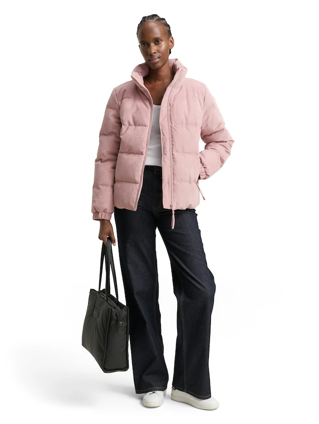 TOM TAILOR Denim Steppjacke ohne Kapuze mit Stehkragen
