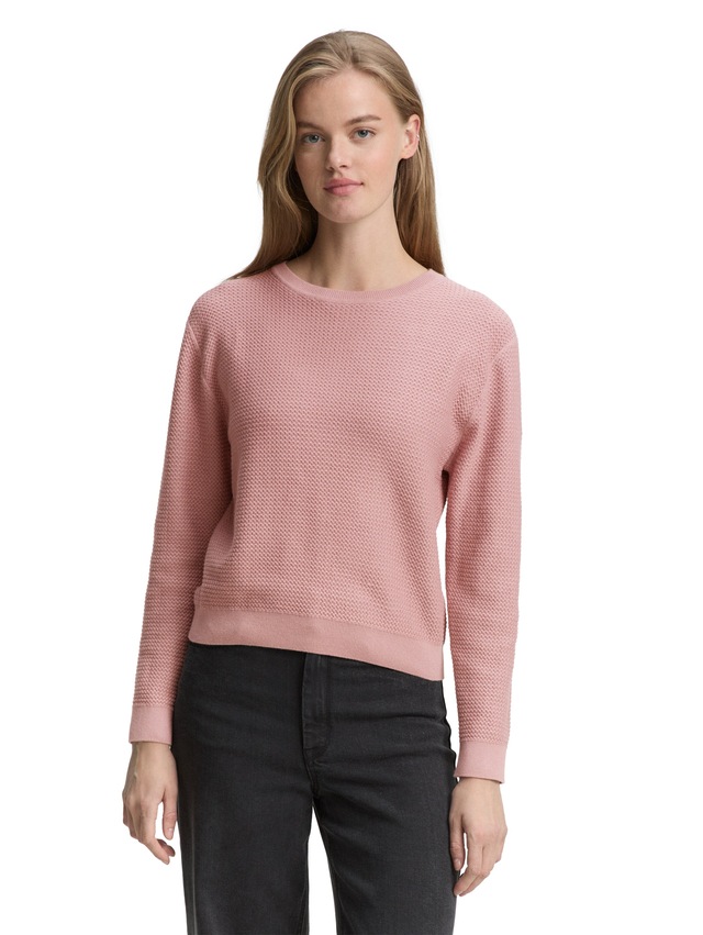 TOM TAILOR Denim V-Ausschnitt-Pullover mit Rippbündchen