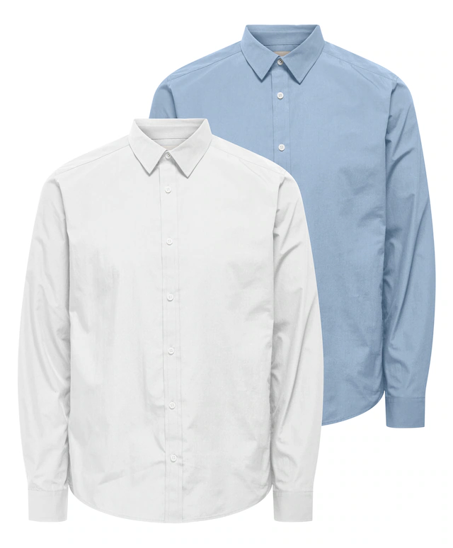 ONLY & SONS Langarmhemd »ONSFLORIAN LIFE LS POPLIN SHIRT 2- PACK« Packung, 2 Stk.