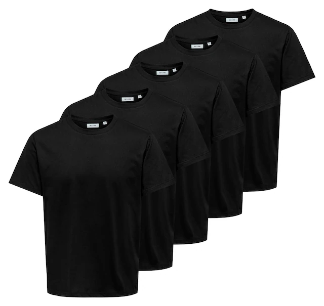 ONLY & SONS Rundhalsshirt »ONSJEFF REG SS TEE 5-PACK OTL« Packung, 5 tlg.