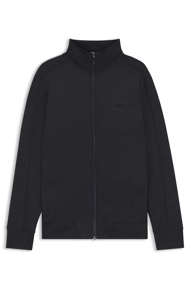 BOSS GREEN Sweatjacke »Mirror« Flachstrickkragen, regular fit, Reißverschluss, gesteppter Jacquard