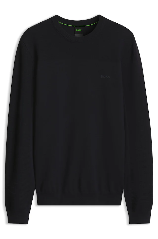 BOSS GREEN Strickpullover »KN Momentum-X CN« Rundhalsausschnitt, Regular Fit, kontrast HD-Logo