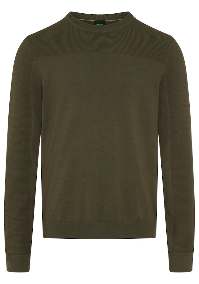 BOSS GREEN Strickpullover »KN Momentum-X CN« Rundhalsausschnitt, Regular Fit, kontrast HD-Logo