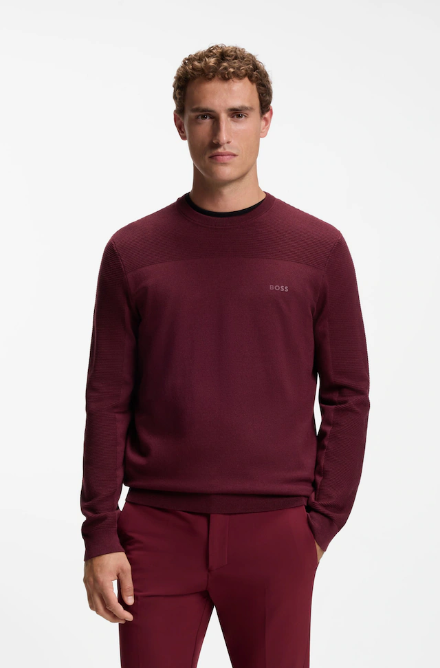 BOSS GREEN Strickpullover »KN Momentum-X CN« Rundhalsausschnitt, Regular Fit, kontrast HD-Logo
