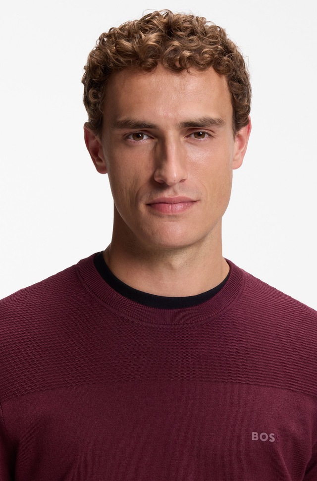 BOSS GREEN Strickpullover »KN Momentum-X CN« Rundhalsausschnitt, Regular Fit, kontrast HD-Logo