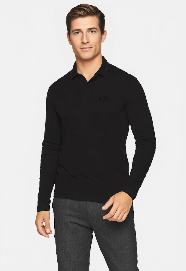 BOSS GREEN Langarm-Poloshirt »Pirol« Langarm, regular fit, Logo-Stickerei
