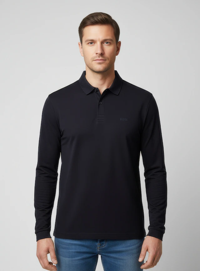 BOSS GREEN Langarm-Poloshirt »Pirol« Langarm, regular fit, Logo-Stickerei