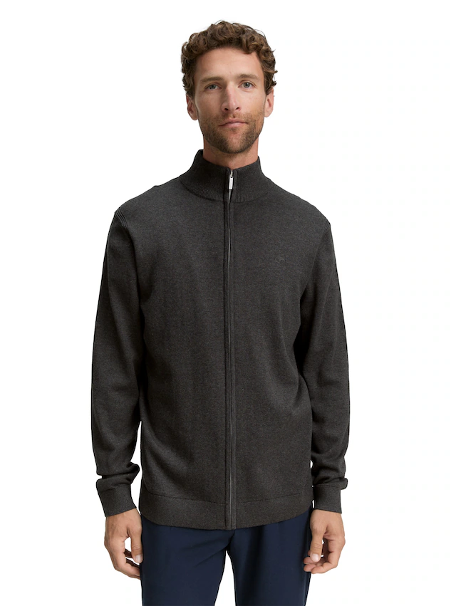 TOM TAILOR Strickjacke mit Logo Stickerei