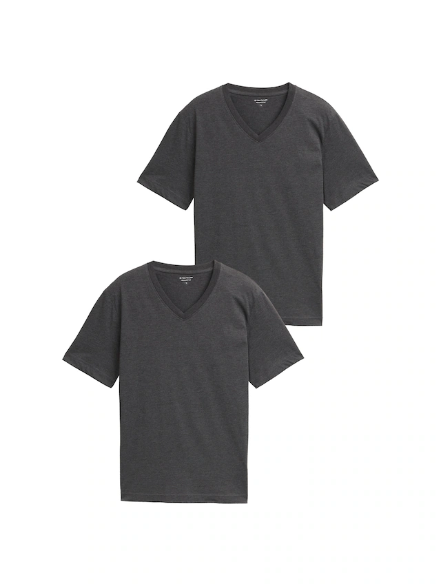 TOM TAILOR T-Shirt Packung, 2 mit V-Ausschnitt, Doppelpack