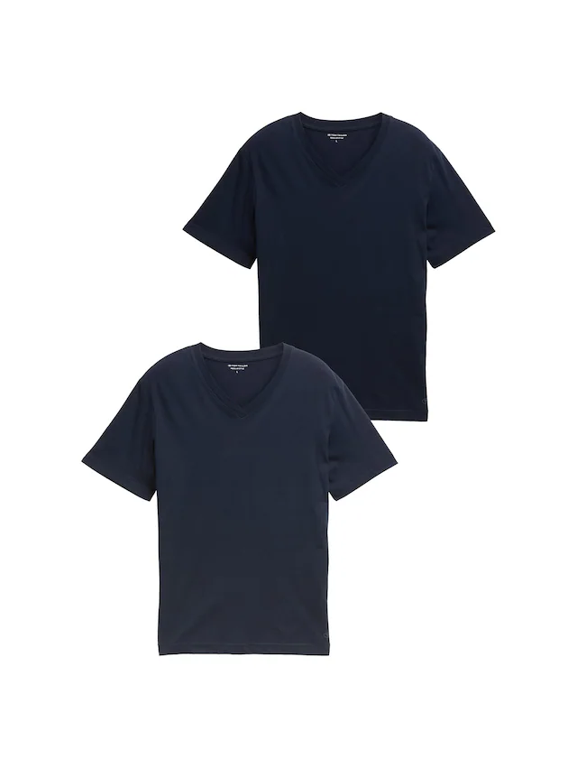 TOM TAILOR T-Shirt Packung, 2 mit V-Ausschnitt, Doppelpack