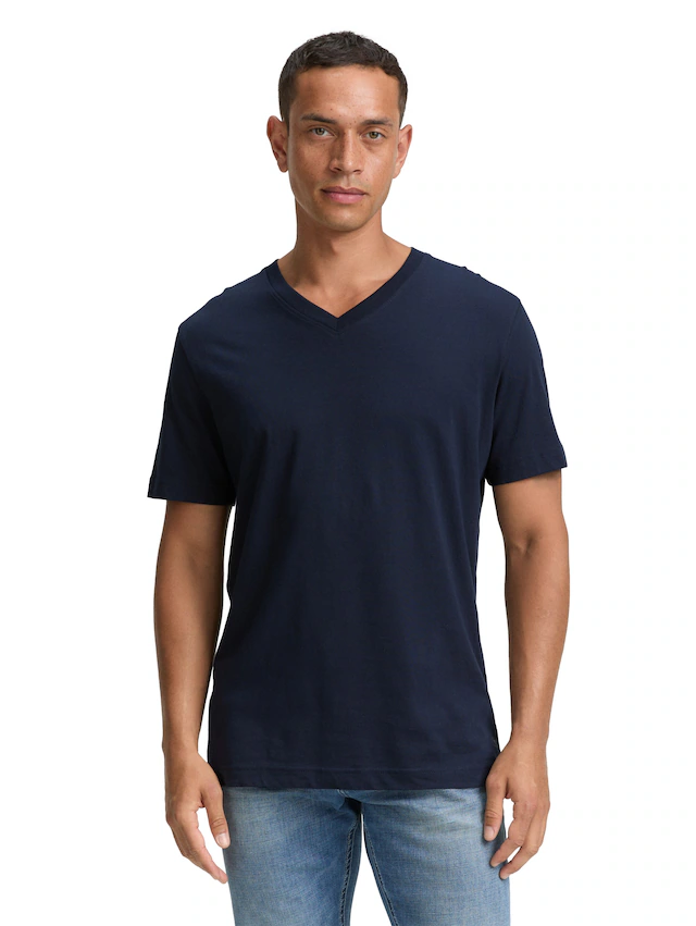 TOM TAILOR T-Shirt Packung, 2 mit V-Ausschnitt, Doppelpack