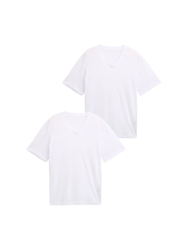 TOM TAILOR T-Shirt Packung, 2 mit V-Ausschnitt, Doppelpack